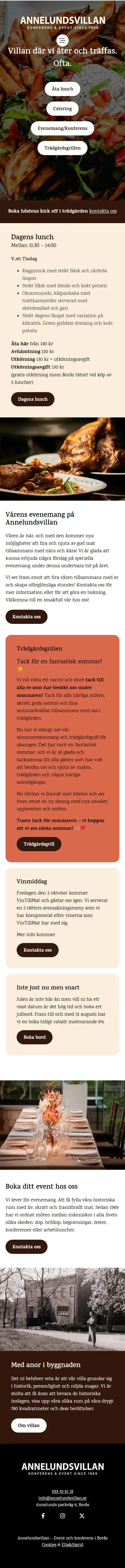Hemsida i telefon | Annelundsvillan | Webbyrå i Borås
